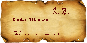 Kanka Nikander névjegykártya